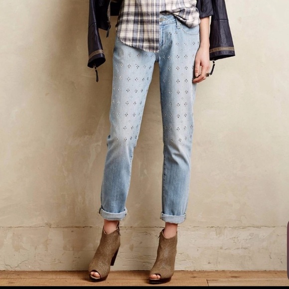 Paige rare Jimmy Jimmy Skinny Jeans with rhinestones light wash 24 - Picture 1 of 10